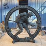 Bronze Miner Sculpture Metal Worker Man Statue Life Size Garden Casting Outdoor