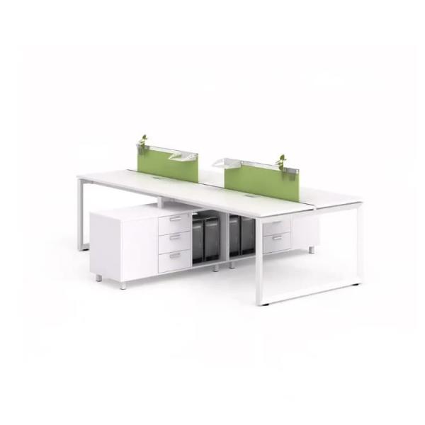Cheap White 4 Way Wooden Office Staff Table 1600mm Pc Workstation Desk With MDF Board for sale
