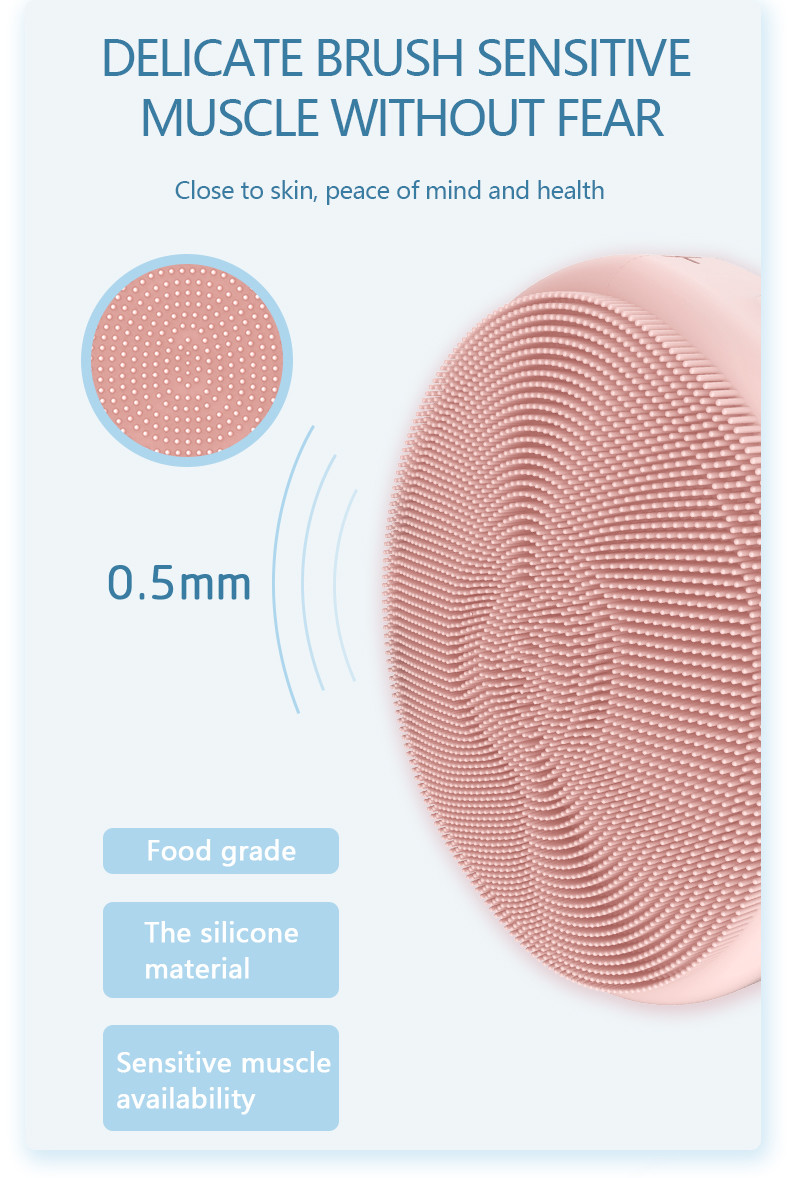 USB Rechargeable 2Watt Silicone Face Cleansing Brush