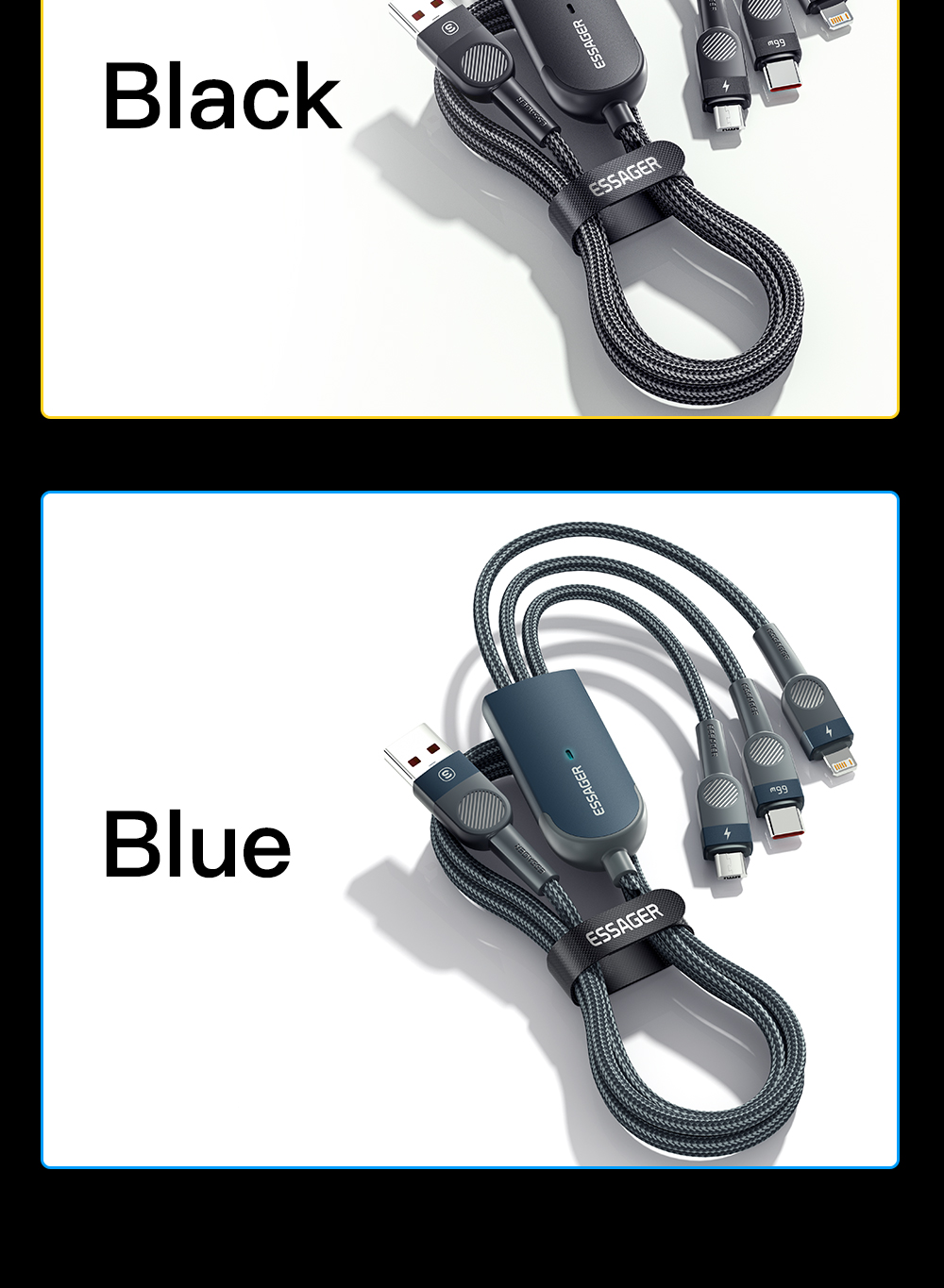 Swift Micro Type C Multi Port 3 In 1 Usb Fast Charging Cable Nylon Braided
