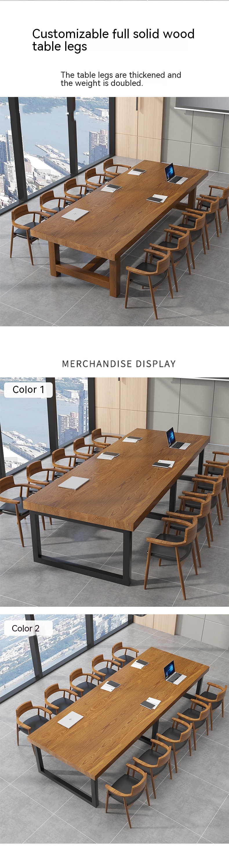 European Style School Negotiation Table with Convertible Design and Solid Wood Material