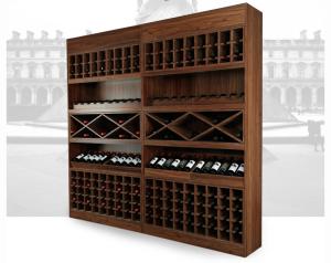 Quality Solid Wood Wine Storage Racks Showcase / Commercial Wine Racks Nostalgic Style wholesale