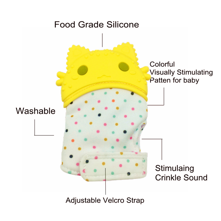 New Design BPA-Free Food-Grade Silicone Baby Teether Toys Silicone Teething Mittens Glove Mitt