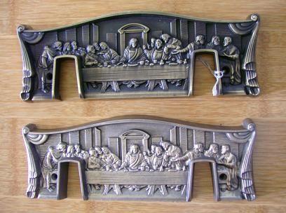 Last Supper Design Casket Corner Plaques , Resin Coffin Accessories Antique