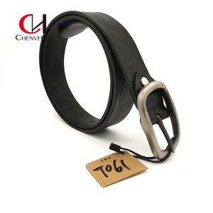 Quality Multiscene Cowhide Genuine Leather Black Belt , Practical Men's Center Bar Belt wholesale