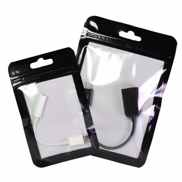 One Side Clear Bag Pearlized Film Plastic Pouch USB sack Hairpin Packing White