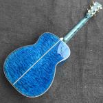 Custom OM Body Acoustic Electric Guitar Real Abalone Inlays Ebony Fingerboard