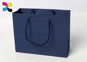 Quality Durable Printed Paper Carrier Bags With Twisted Handles Blue Color wholesale