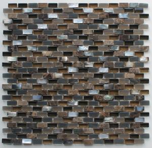Quality Coffee Stone Glass Kitchen Mosaic Tiles , Interlocking Fireplace Mosaic Tile wholesale
