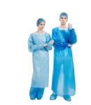 Waterproof Disposable Cpe Apron Gowns With Rubber Cuffs