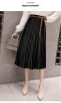 Large Swing Women Pleated Skirt , Gold Bowknot Velvet Pleated Midi Skirt