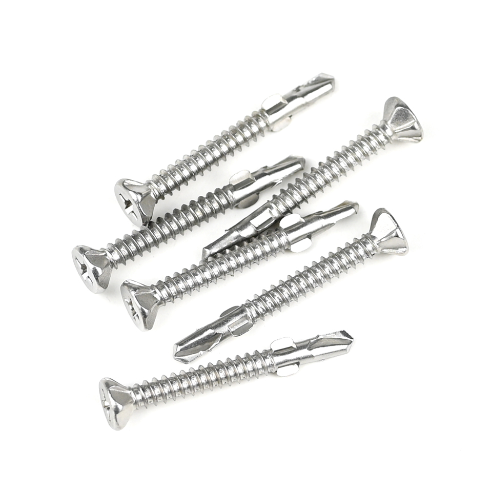 SUS410 Flat Phillips Head Self Tapping Self Drilling Screw Wing Tek Screw with Nibs 4.2x38