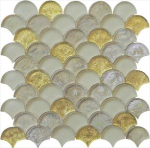 Quality Gold leaf with silver color series water waving glass mosaic wholesale
