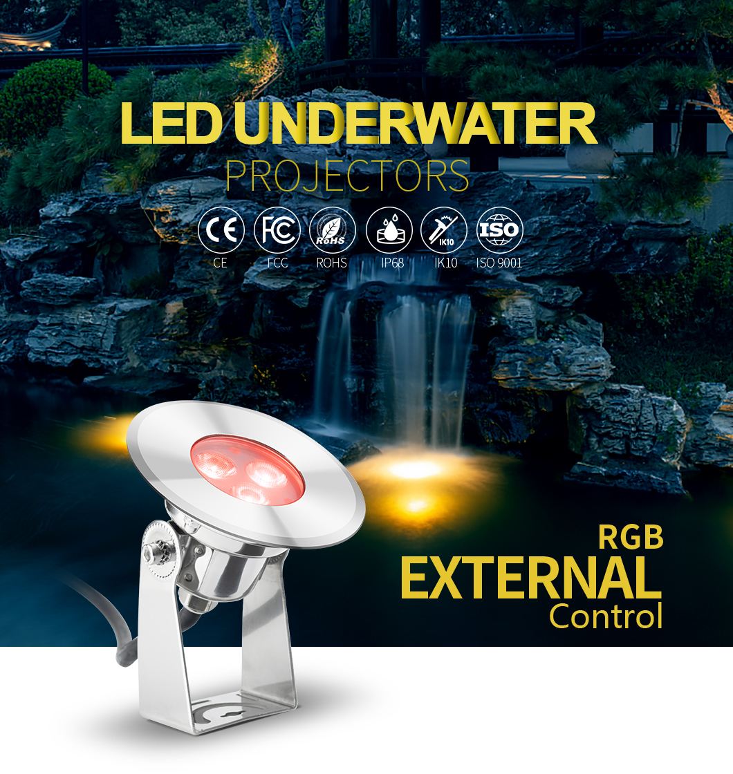Low Voltage Underwater Led Pond Lights 5W RGB Color External Control Ce Rohs Approval