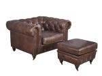 Wheeled Legs Square Leather Ottoman Coffee Table , Brown Leather Ottoman