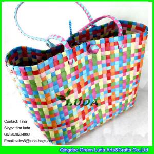 Quality LUDA large capacity straw bag colorful pp strap woven straw bag wholesale