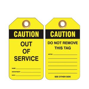 Quality Caution Tag Vinyl Yellow and Black Tag Roll Double Side Printed Logo for Warning Lockout Sign wholesale