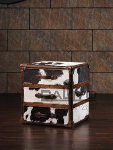 Quality classical antique cow color leather drawers case furniture wholesale