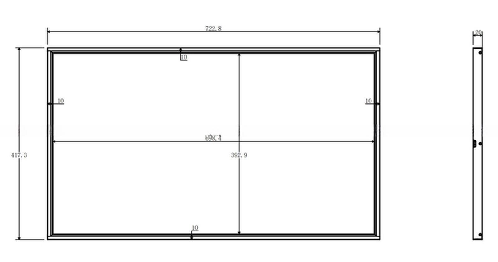 Super slim 20mm thickness Metal casing 32" inch LED TFT LCD monitor 400-700nit for advertising signage menu board CCTV display