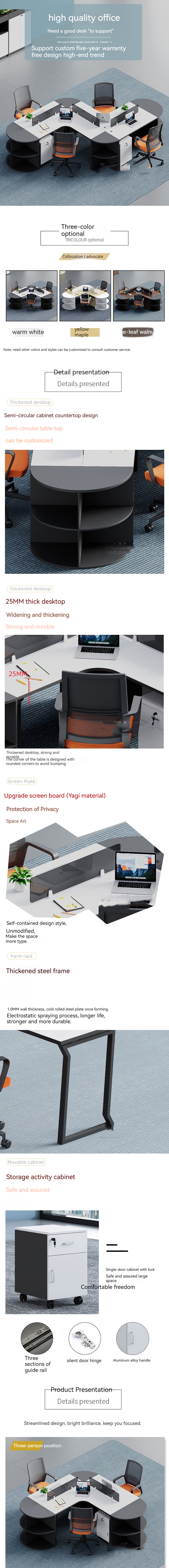 Modern Commercial Office Furniture Customizable Modular Cubicle Partition Workstation