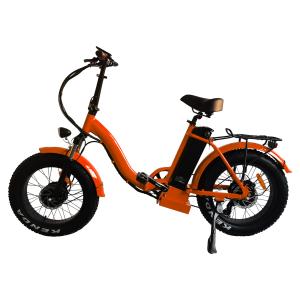 Quality Mens Mini Folding Electric Hybrid Bike Orange 48v Electric Folding Bicycle With Pedal Assist System wholesale