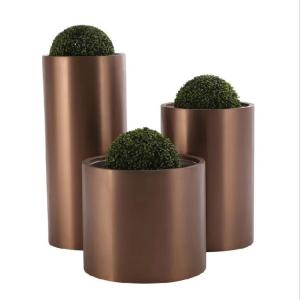 Quality Kinds of gold flower pot planters metal round flower pot wholesale