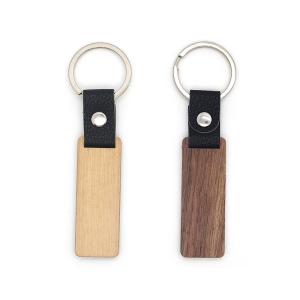 Quality Customizable Leather Wood Keychains Engraving - Walnut Beech Wood wholesale