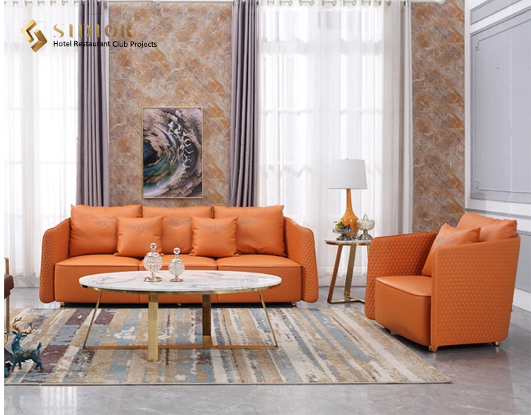 H Shape Modern Upholstered Sofa 3 Seater Leather Sofas 232cm length