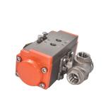 Stainless Steel Three Way Ball Valve With Pneumatic Actuator NPT Bsp BSPT End