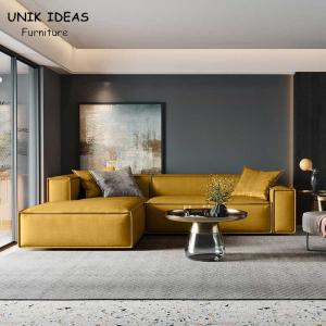 Quality U Shaped Living Room Sectional Sofa 3pcs Yellow Fabric Luxury Home Furniture wholesale