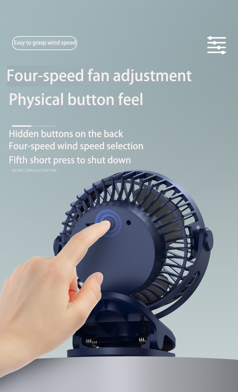 7200mAh Extra Large Capacity Clip On Desktop Fan With Three Speeds Working Up To 8H