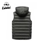 Cotton Padded Cold Weather Vest Regular Stand Collar Waistcoat With Hooded