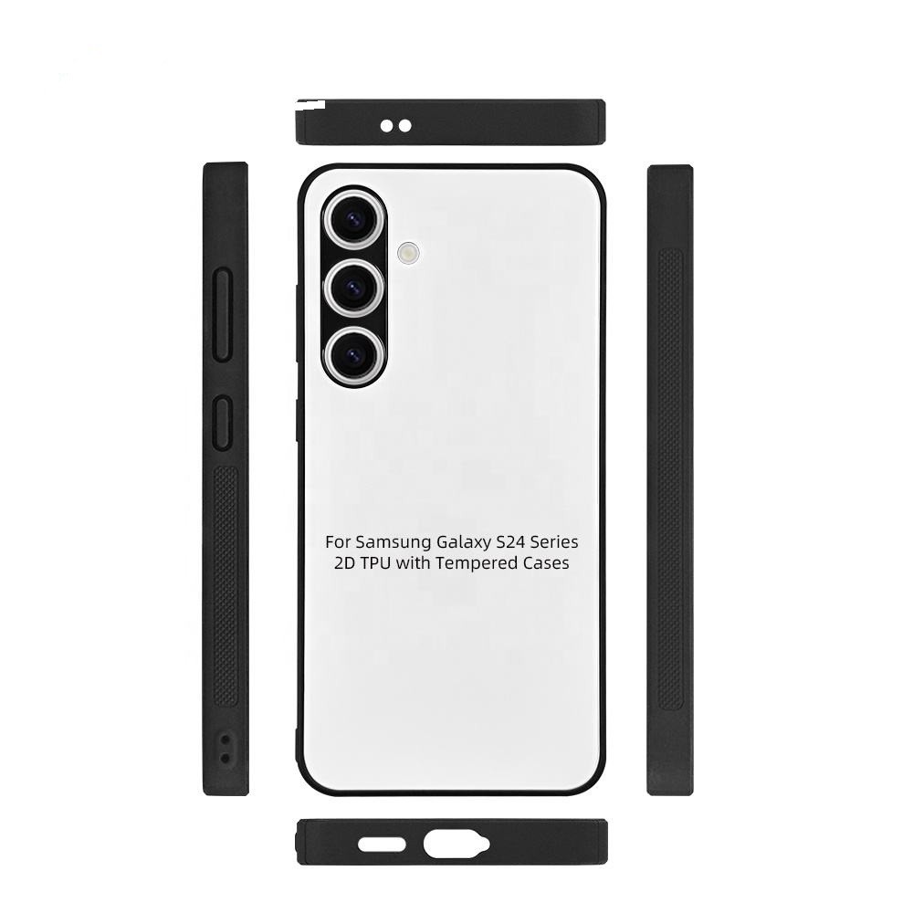 Tempered Glass 2D Sublimation Phone Case for SamSung S24 Plus Ultra Plain Design Style