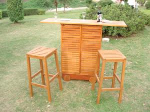 Quality China LFurniture Outdoor Wood Storage Cabinet with 2 Stools-2 wholesale
