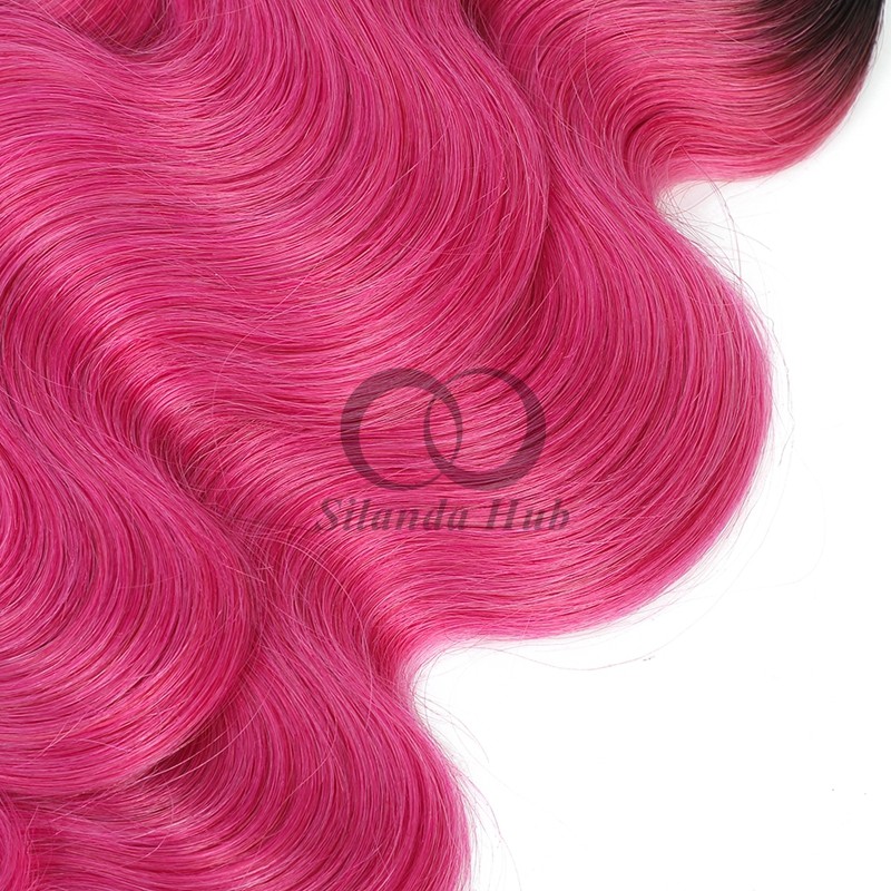 #T1B/Pink Body Wave Remy Human Hair Bundles Sew In Weave Bundles Brazilian Bundle Deals