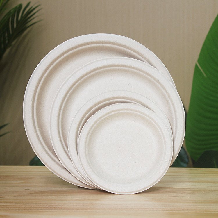 Natural Bagasse Round Premium Biodegradable Plates Disposable