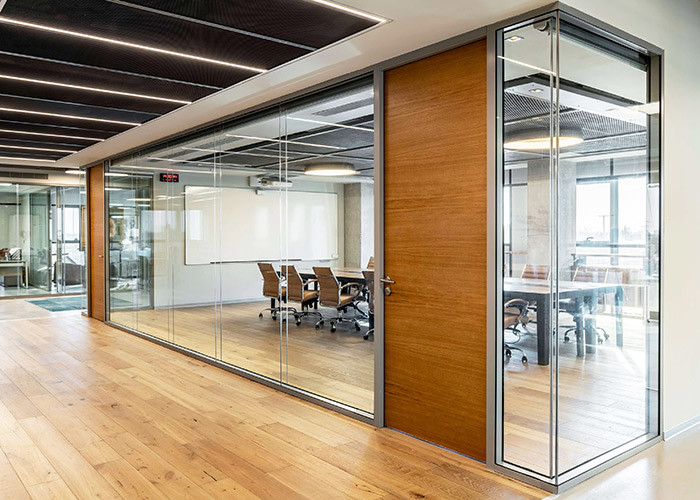 Glazed Partition Wall Modern Popular Disassemble Aluminum Frame With Solid Door