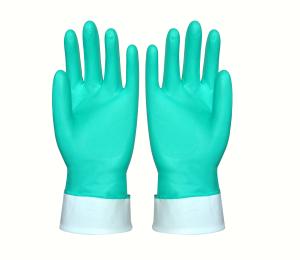 Quality Flocklined Nitrile Rubber Gloves Chemical Resistant Waterproof For Cleaning wholesale