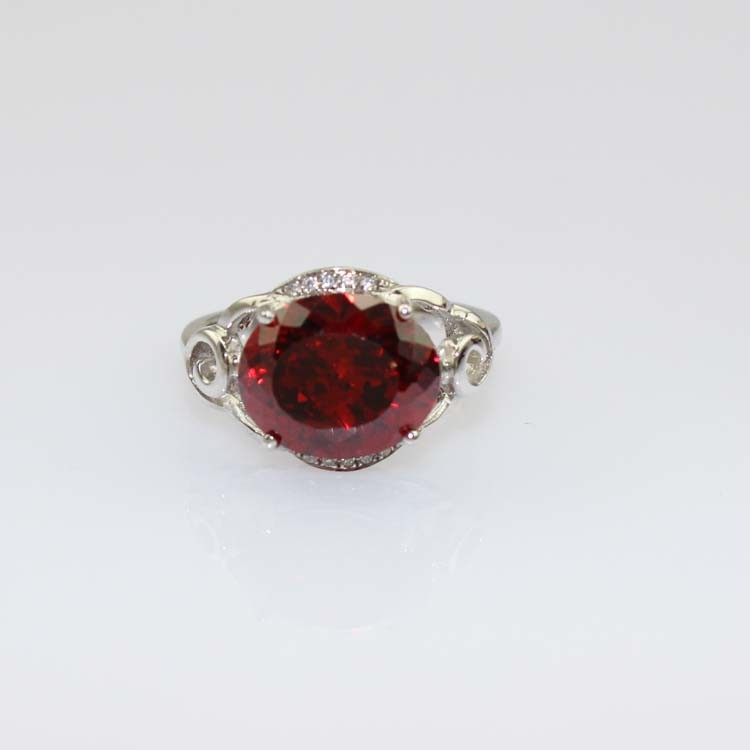 925 Sterling Silver Ring with 10mmx12mm Oval Purple Amethyst Cubic Zirconia(F42)