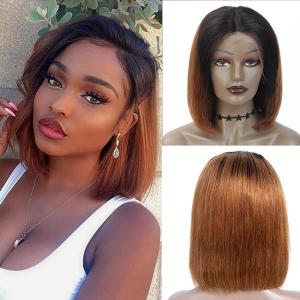 Quality Short Full Frontal Lace Wig 10 Inches Bob Wig 1b Brown Color wholesale