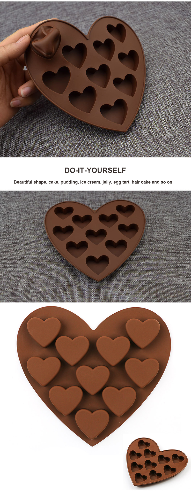 Multi Shaped 128g 10 Cavities Silicone Chocolate Molds