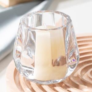 Quality 3 Inch Clear Faceted Round Glass Votive Candle Holders Machine Pressed wholesale