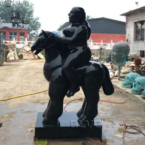 Quality Bronze Fat Lady Sculpture Fernando Botero Statue Woman Riding Horse Garden Decoration Famous Metal Sculpture wholesale
