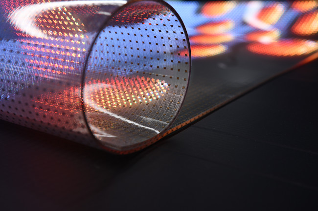 Full Color 2.5mm Transparent Flexible LED Film Display Screen Easy To Install