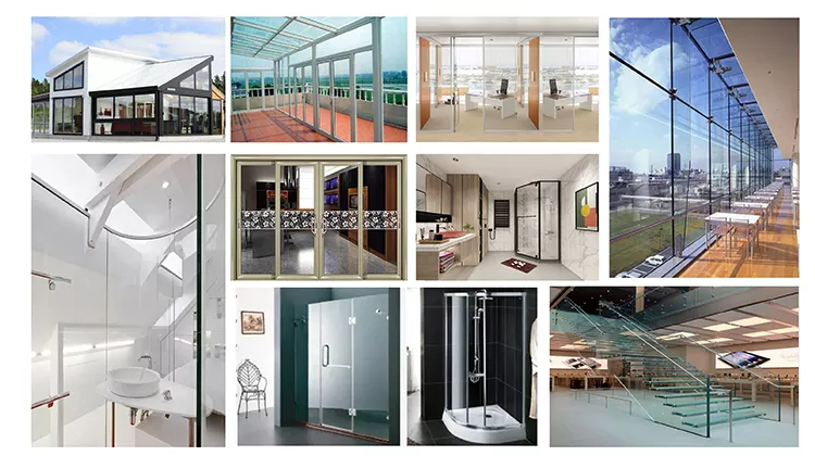 Clear Float Toughened Tinted Laminated Glass Sheet Blue Black Gray Green Bronze