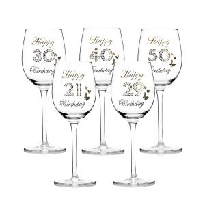 Quality 450ml Hand Blown Crystal Wine Goblets Classic With Vinyl Lettering wholesale