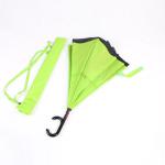 Windproof C Hook Reverse Folding Umbrella , Green Reversible Rain Umbrella