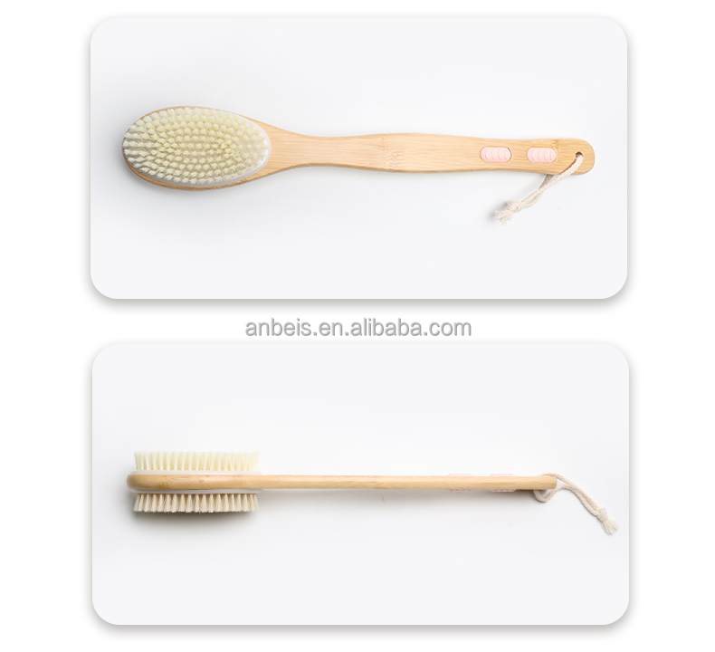 Abeis Sisal Vegan Fiber Boar Bristle Dry Brushing Bath Brush for Exfoliation and Massage