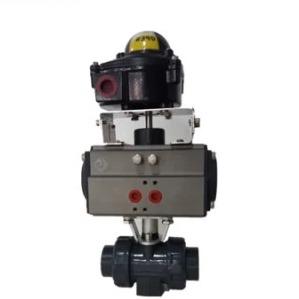 Quality 2 Way Electric PVC Double Union Ball Valve Thread Connection Chemical Resistant wholesale