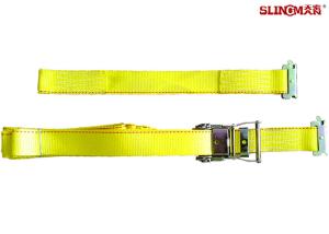 Quality WLL 3335 LBS Polyester Ratchet Straps , Yellow Car Trailer Straps CE Approved wholesale